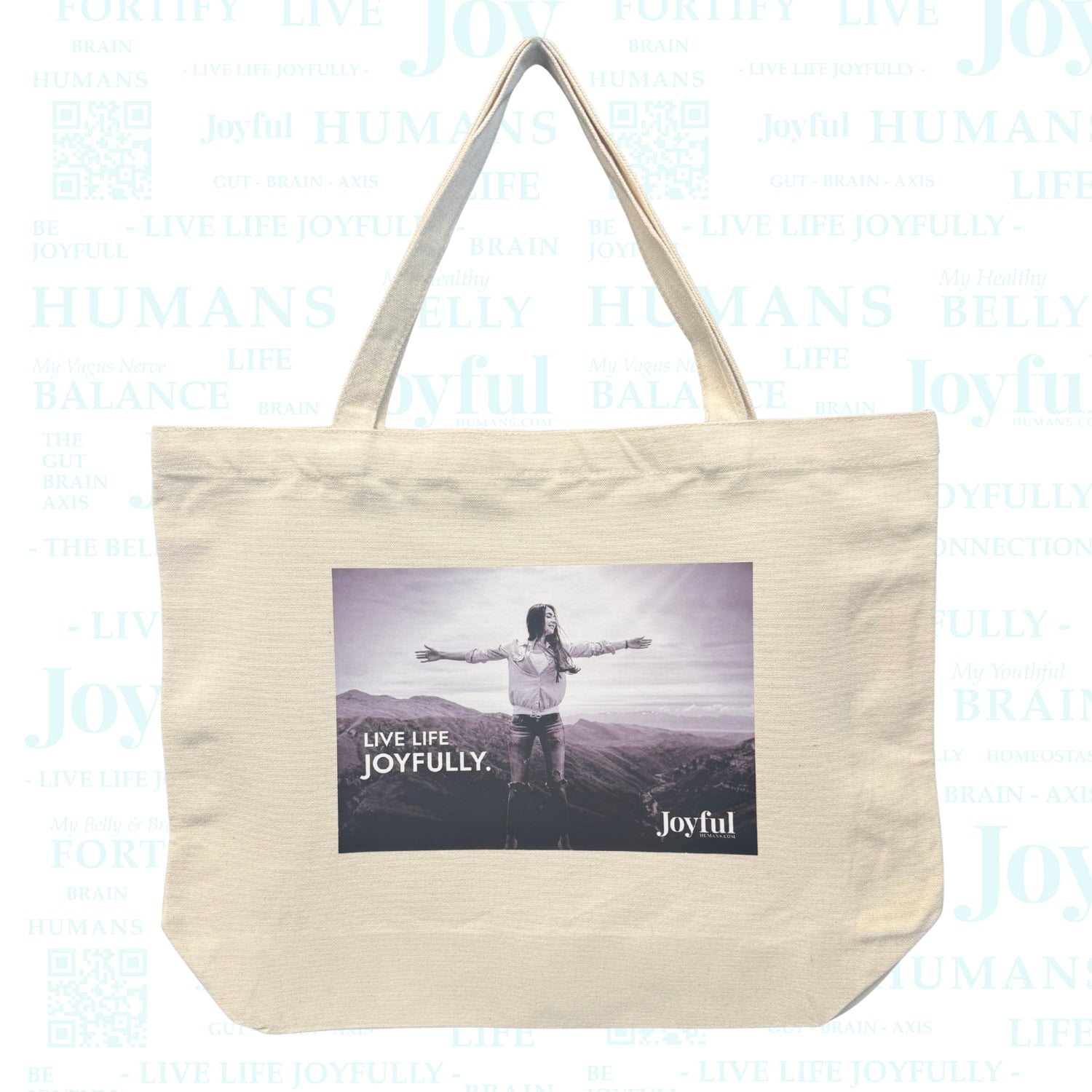 Joyful Large Canvas Shopping Bag