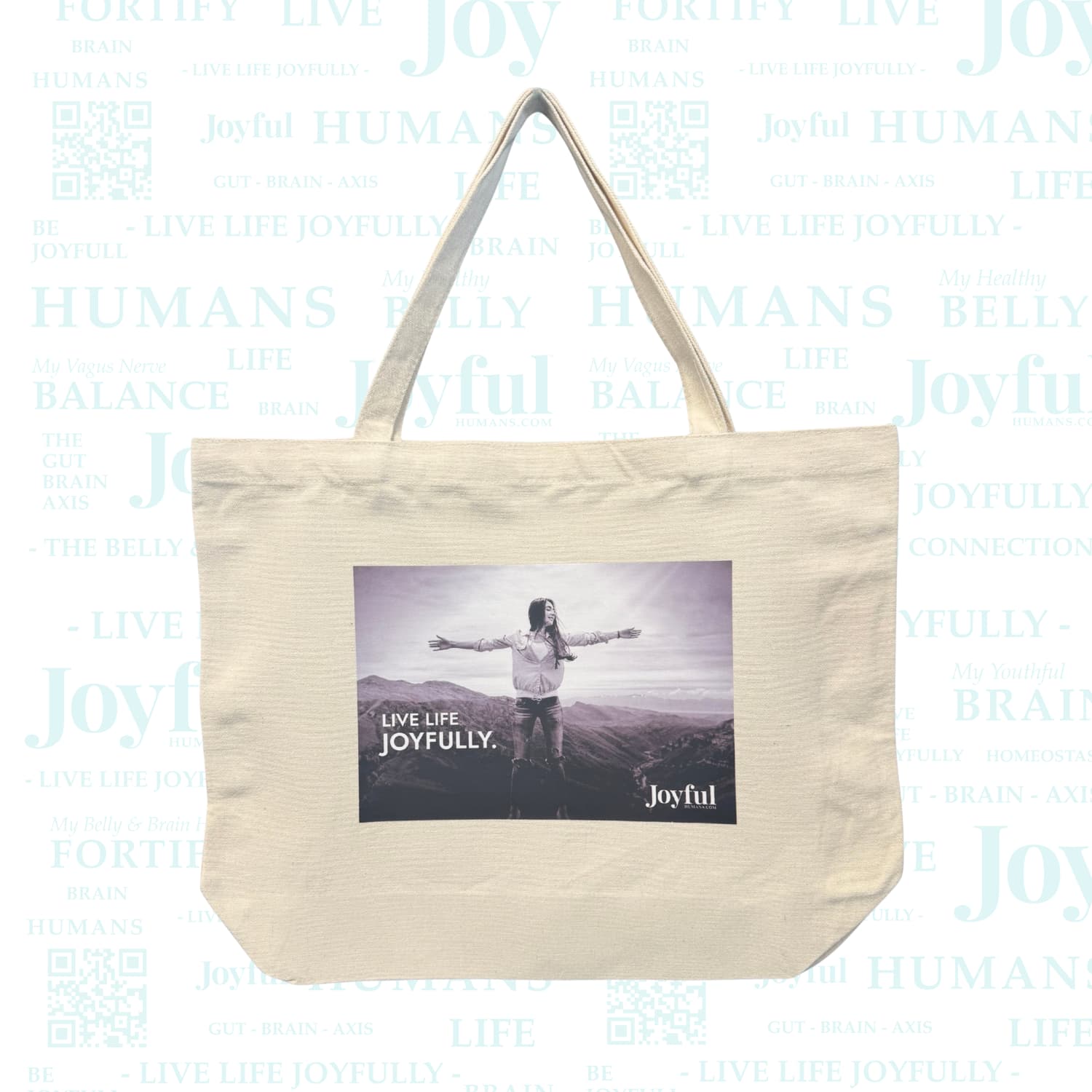 Joyful Large Canvas Shopping Bag